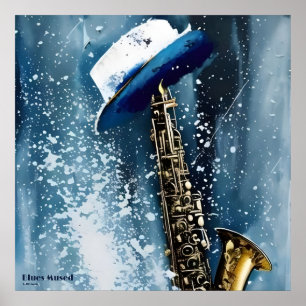 Blues Mused AI Fantasy Digital Art Print Jazz Poster