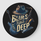 Blues Music Retro Aesthetic Vintag Jazz Große Wanduhr (Vorderseite)