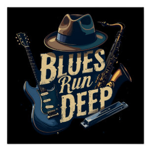 Blues Music Retro Aesthetic Vintag Jazz Poster