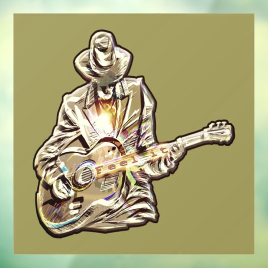 Blues Musician - Fühlen Sie die Musik Fensteraufkleber (Blatt 3)