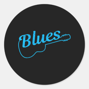 Blues-Musik-Gitarre-Spieler Gitarrist Vintage Runder Aufkleber