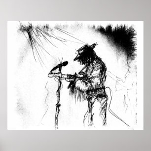 Blues-Musik-Gitarrespieler und Band auf der Bühne Poster