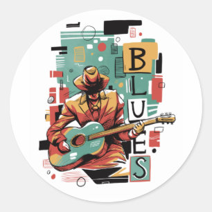 Blues Musiker abstrakt Runder Aufkleber