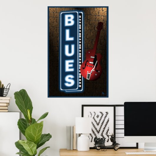 Blues Neon Sign Poster (Heimbüro)