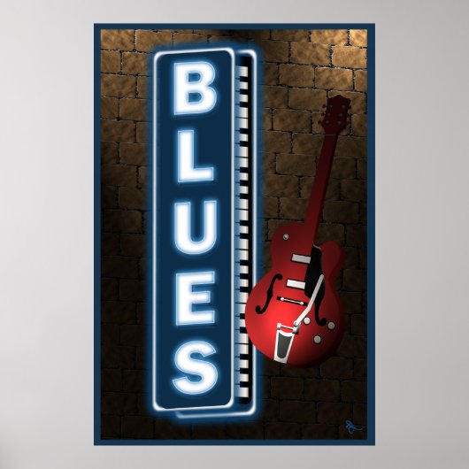Blues Neon Sign Poster (Vorne)