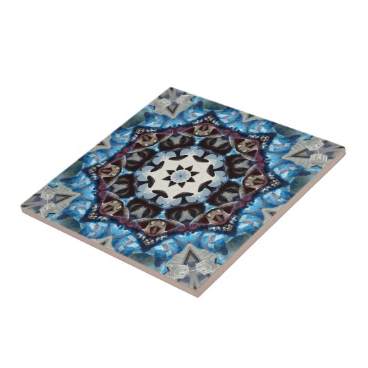 Blues Oktagon Kaleidoskop Fliese (Seite)