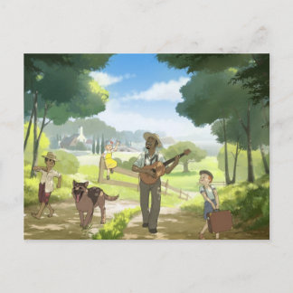 Blues Sängerin verlasse Stadt Postkarte