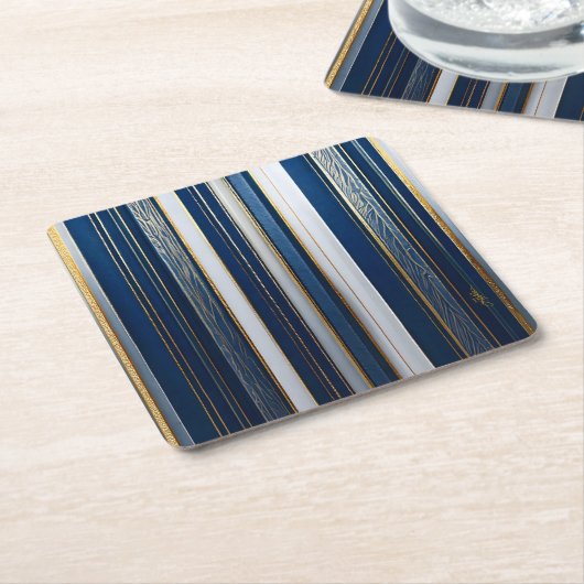 Blues Stripes Blue White Rechteckiger Pappuntersetzer (angewinkelt)
