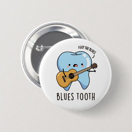 Blues Tooth Funny Dental Music Pub Button (Vorne & Hinten)