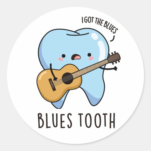 Blues Tooth Funny Dental Music Pub Runder Aufkleber (Vorderseite)