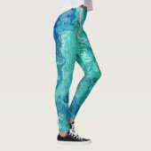 Blues-u. Grüntöne-abstrakte Leggings - "Atlantis " (Rechts)