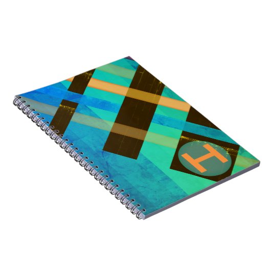 Blues über mit Monogramm Abstrakte Weaver Stripes Notizblock (Rechte Seite)