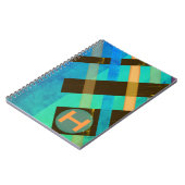 Blues über mit Monogramm Abstrakte Weaver Stripes Notizblock (Linke Seite)