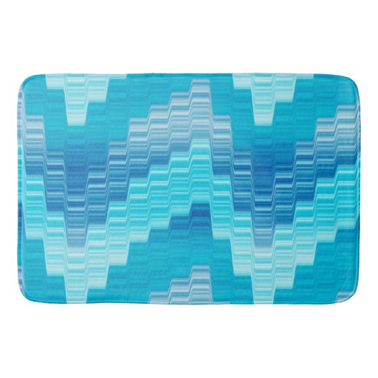 Blues und geometrisch weiße Badematte (Vorderseite)