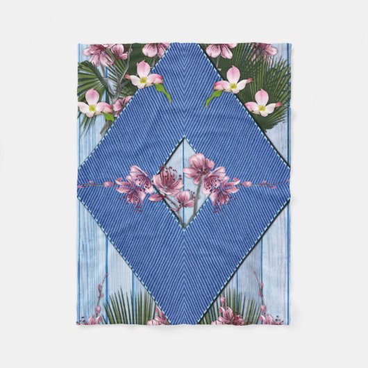 Blues und getekte Diamantenmuster Fleece leer (Vorderseite)