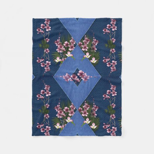 Blues und getekte Diamantenmuster Fleece leer (Vorderseite)