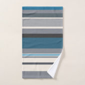 Blues und Graustreifen Badhandtuch Set (Handtuch)