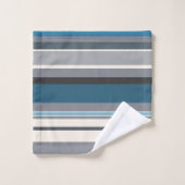 Blues und Graustreifen Badhandtuch Set (Waschlappen)
