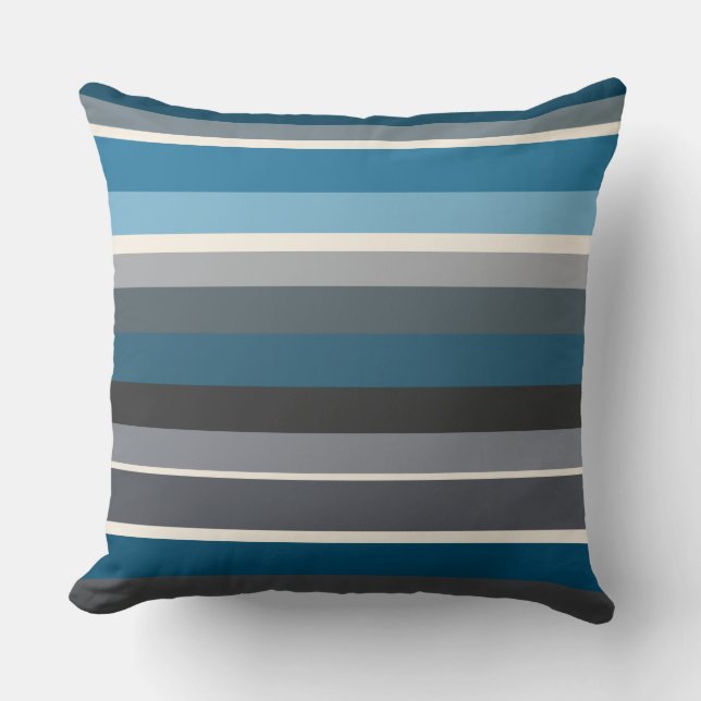 Blues und Graustreifen Kissen (Vorderseite)