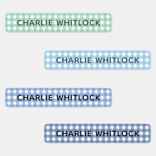 Blues und Grüntöne Gingham Karierte Grundschule Etiketten (Gruppe)