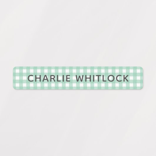 Blues und Grüntöne Gingham Karierte Grundschule Etiketten (Design 1)