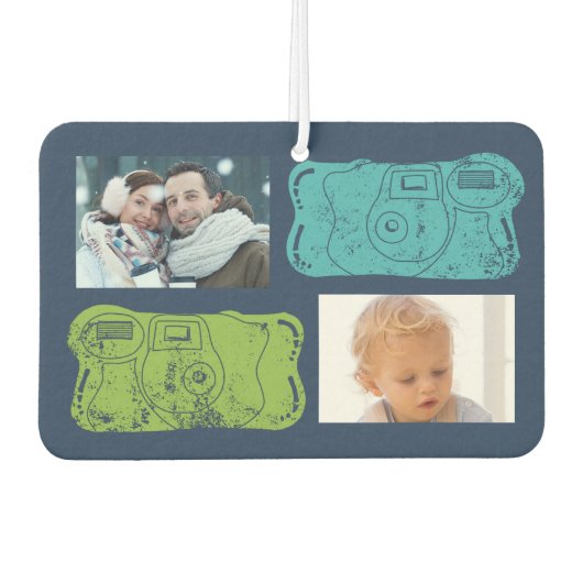 Blues und Grüntöne von Kameras nach Maß Autolufterfrischer (Vorderseite)