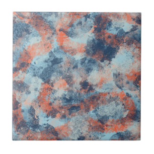 Blues und Orangen Abstraktes Kissen Fliese