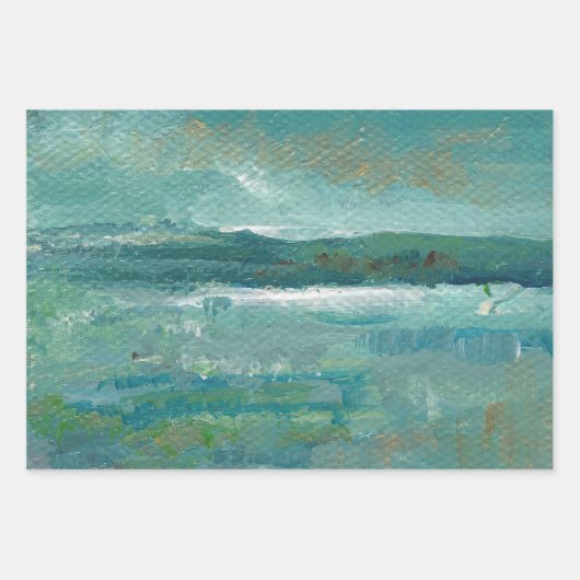Blues und Teals Abstrakte Abstrakte Strandküste Geschenkpapier Set (Vorderseite 2)