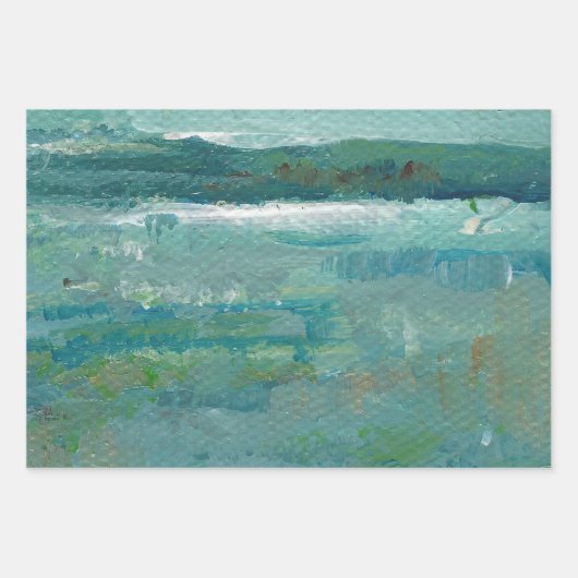 Blues und Teals Abstrakte Abstrakte Strandküste Geschenkpapier Set (Vorderseite)