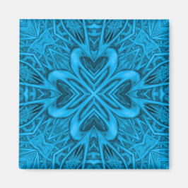 Blues Vintages blaues Fraktal Kaleidoskop Magnet
