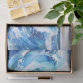 Blues wirbeln und Weiße Abstrakte Ozeanwelle Seidenpapier (Geschenk)