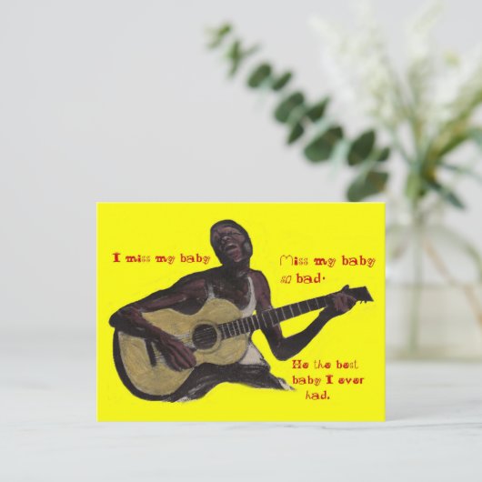 Bluesman I Miss My Baby Freund Ehemann Postkarte (Stehend Vorderseite)