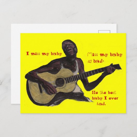 Bluesman I Miss My Baby Freund Ehemann Postkarte (Vorne/Hinten)