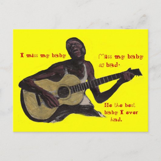 Bluesman I Miss My Baby Freund Ehemann Postkarte (Vorderseite)