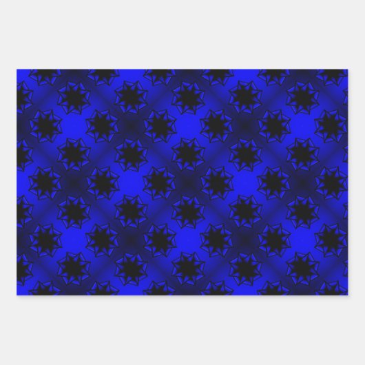 Bluest Blue Gradient Star Bow Geschenkpapier Set (Vorderseite)