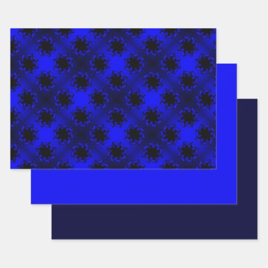 Bluest Blue Gradient Star Bow Geschenkpapier Set (Set)