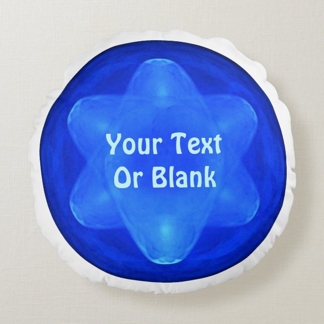 Bluestar Fractal Rundes Kissen (Vorderseite)