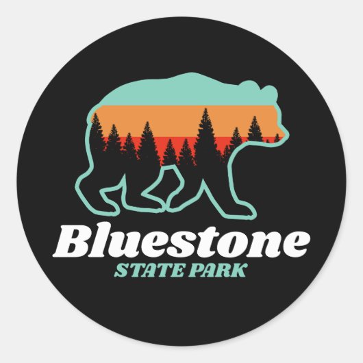 Bluestone Staat Park West Virginia Bär Retro Runder Aufkleber (Vorderseite)
