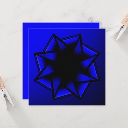 Bluesy Blue Gradient Star Bow Karte (Vorderseite/Rückseite Beispiel)