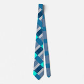 Bluesy-Blues und Graufarbblock-Druck Krawatte (Vorderseite)
