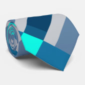 Bluesy-Blues und Graufarbblock-Druck Krawatte (Gerollt)