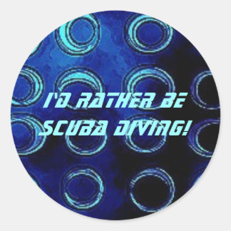 Bluetexture, ich möchte lieber Tauchen! Runder Aufkleber