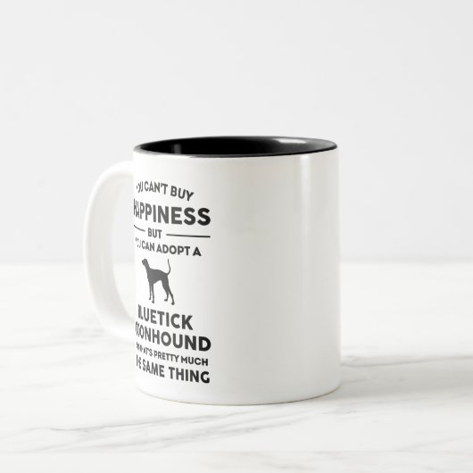 Bluetick Coonhound Adoption Glück Zweifarbige Tasse (Vorderseite Links)