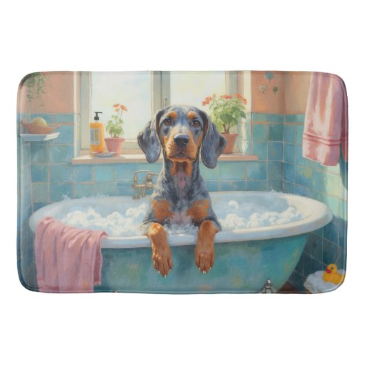 Bluetick Coonhound Badzeit Gemütliche Badezimmerde Badematte (Vorderseite)