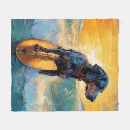 Bluetick Coonhound Beach Surfmalerei Fleecedecke (Vorderseite (Horizontal))