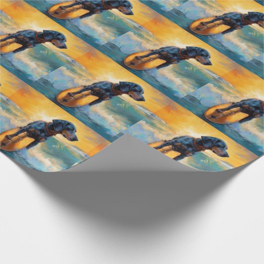 Bluetick Coonhound Beach Surfmalerei Geschenkpapier (Ecke)