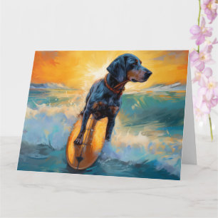 Bluetick Coonhound Beach Surfmalerei Karte