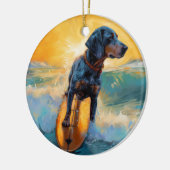 Bluetick Coonhound Beach Surfmalerei Keramik Ornament (Links)
