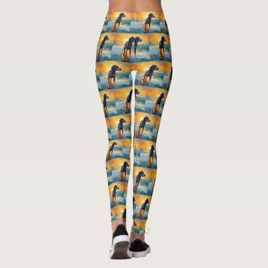 Bluetick Coonhound Beach Surfmalerei Leggings (Rückseite)