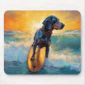 Bluetick Coonhound Beach Surfmalerei Mousepad (Vorne)